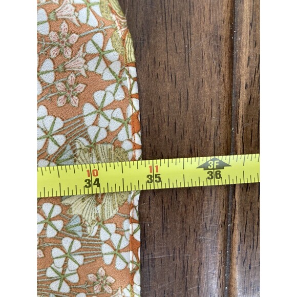 Max Studio Skirt Womens Large Orange Floral Midi Faux Wrap Hi Lo Ruffle Hem Boho - Picture 5 of 7